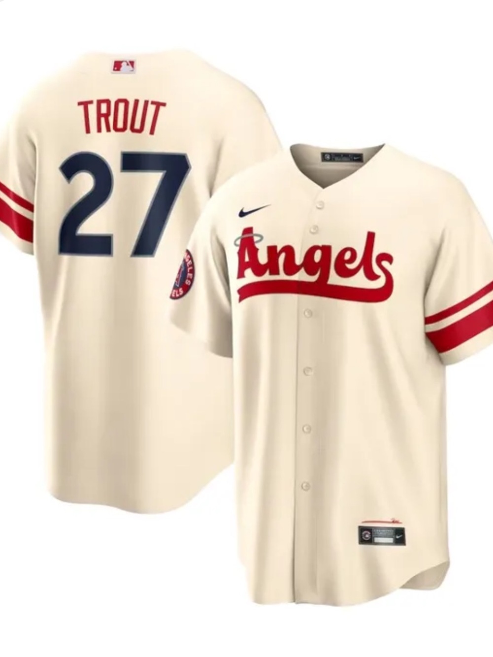 Mike Trout #27 Los Angeles Angels City Connect Men's Jersey Cream